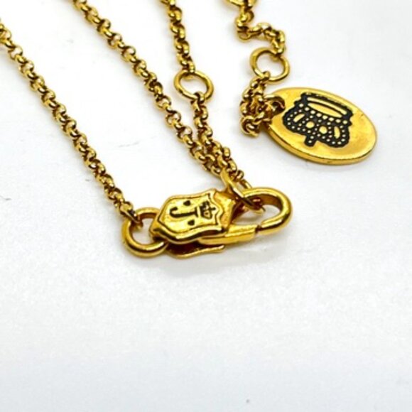 VINTAGE JUICY COUTURE GOLD TONE WISHBONE NECKLACE PAVE CRYSTAL RHINESTONE CHARM - Picture 16 of 17